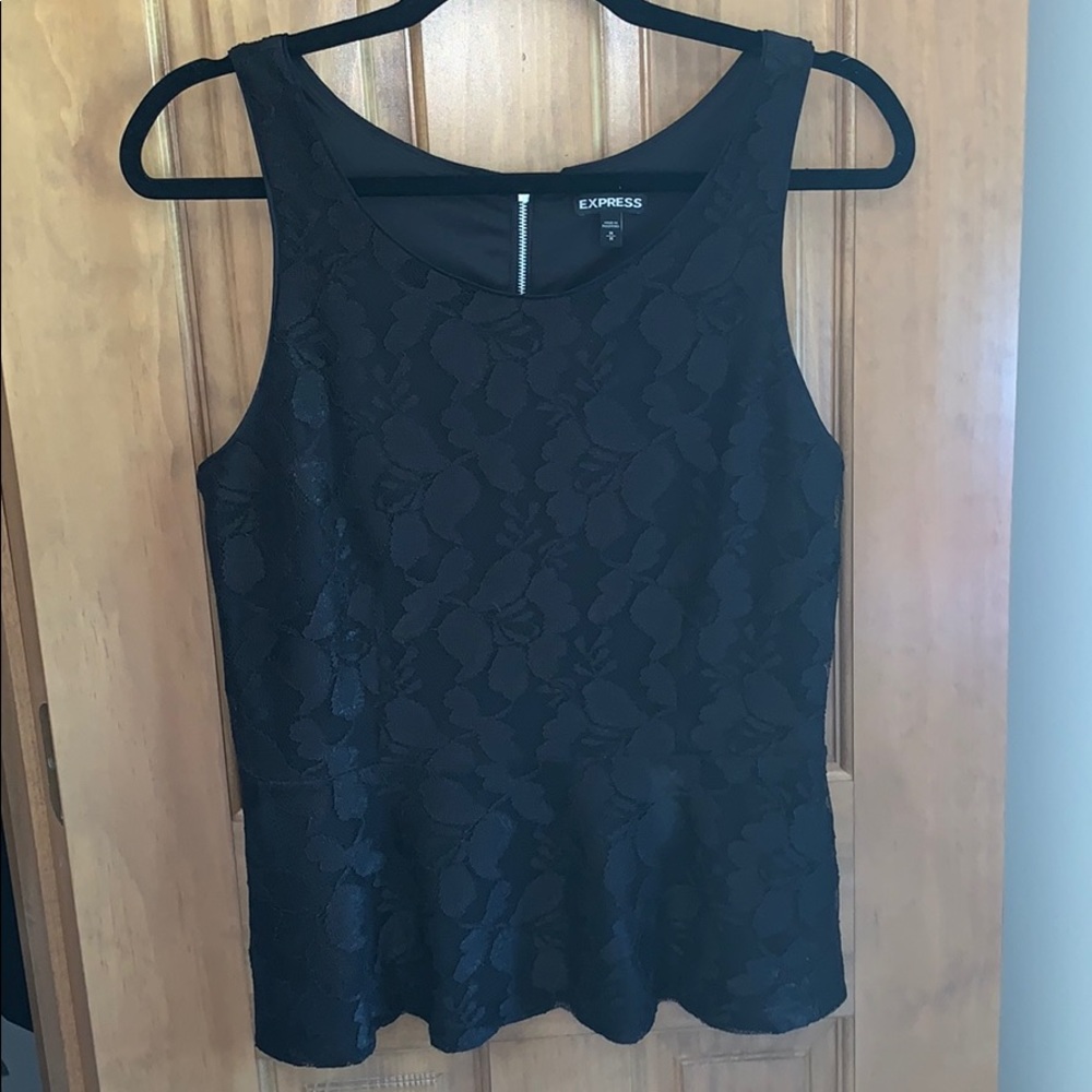 Express black lace peplum tank
